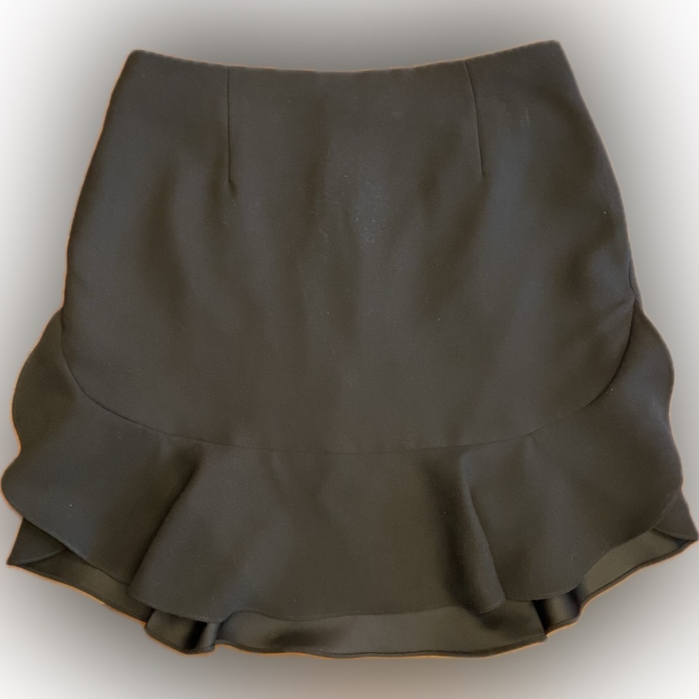 BANANA REPUBLIC women tailored black a-line mini skirt w slip+zipper+pockets 2